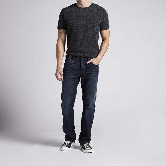 Men's Silver Allan Slim Fit Straight Leg Jeans - Picture 1 of 3